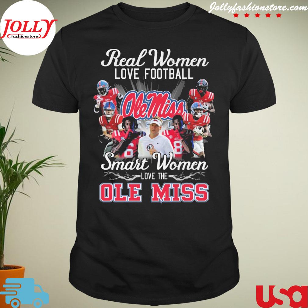 Real women love Football smart women love the ole miss rebels lightning T-shirt