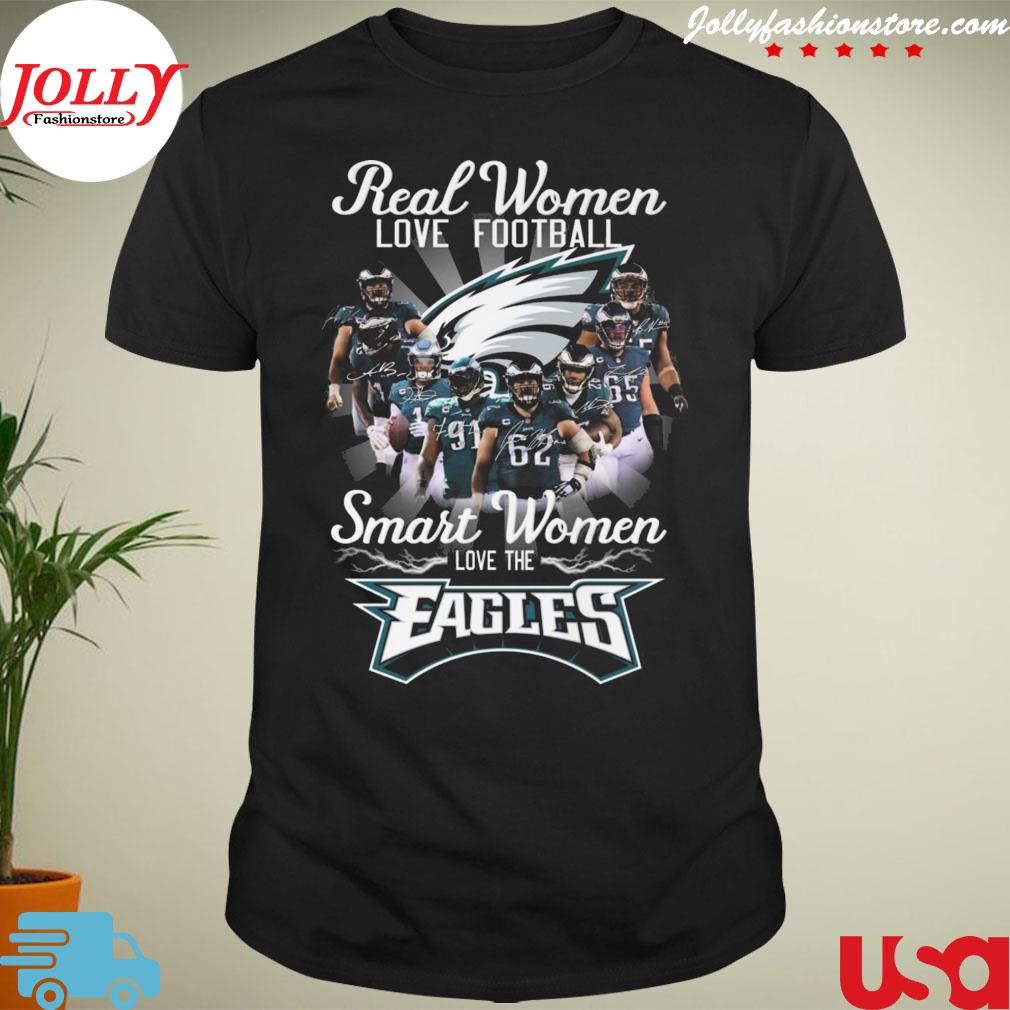 Real women love Football smart women love the philadelphia eagles lightning signatures T-shirt