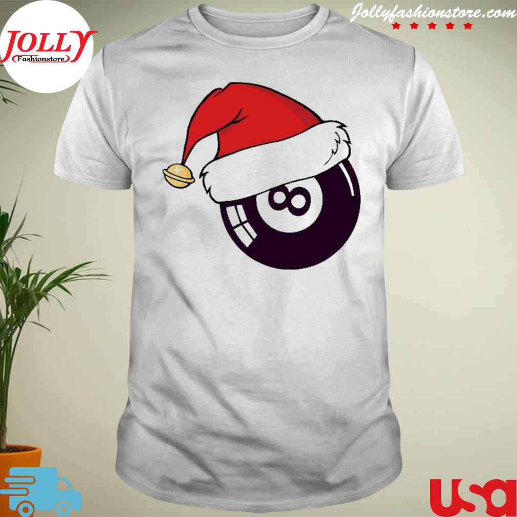 Santa claus hat billiards 8 ball Christmas shirt