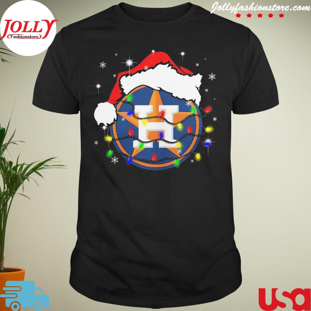 Santa houston astros lights merry Christmas lights T-shirt