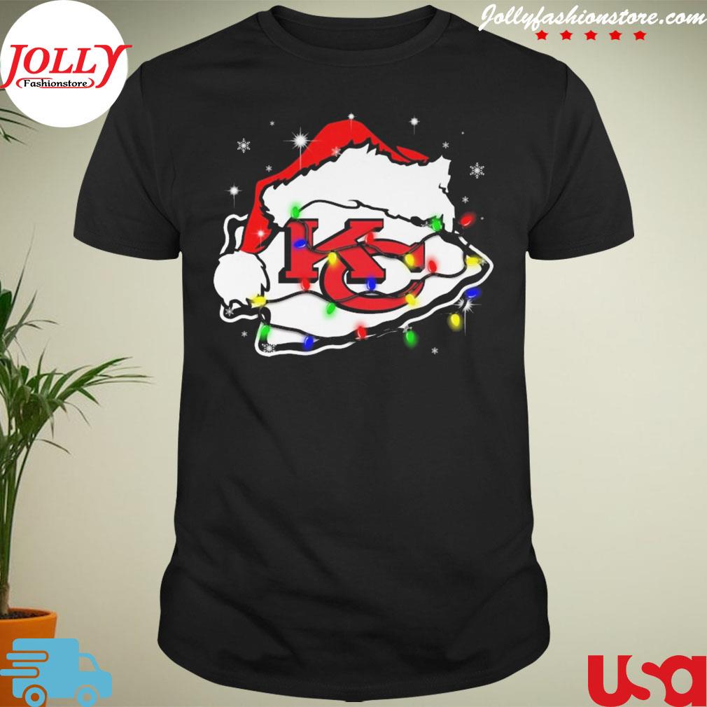 Santa Kansas city Chiefs lights Christmas shirt