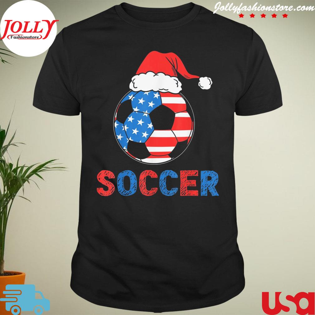 Santa soccer usa flag T-shirt
