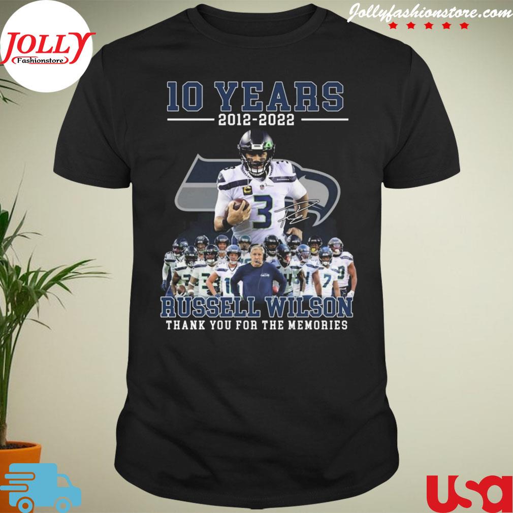 Seattle Seahawks 10 years 2012 2022 russell wilson thank you for the memories signature T-shirt