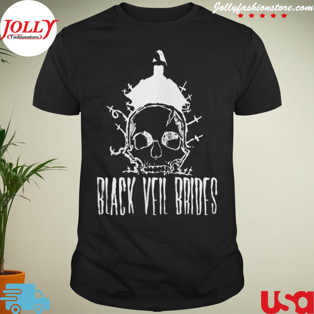 Skull art black veil brides rock band shirt