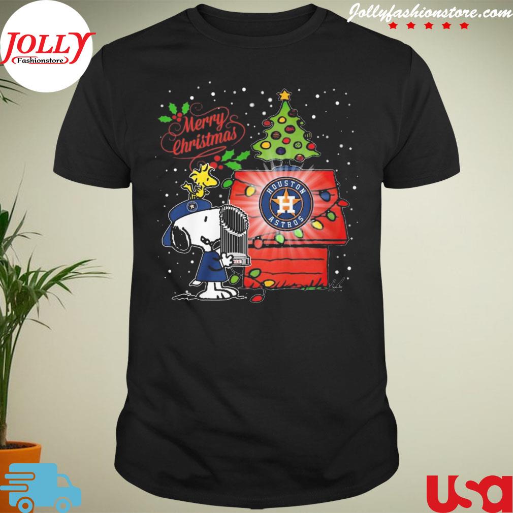 Snoopy and Woodstock houston astros merry Christmas lights T-shirt