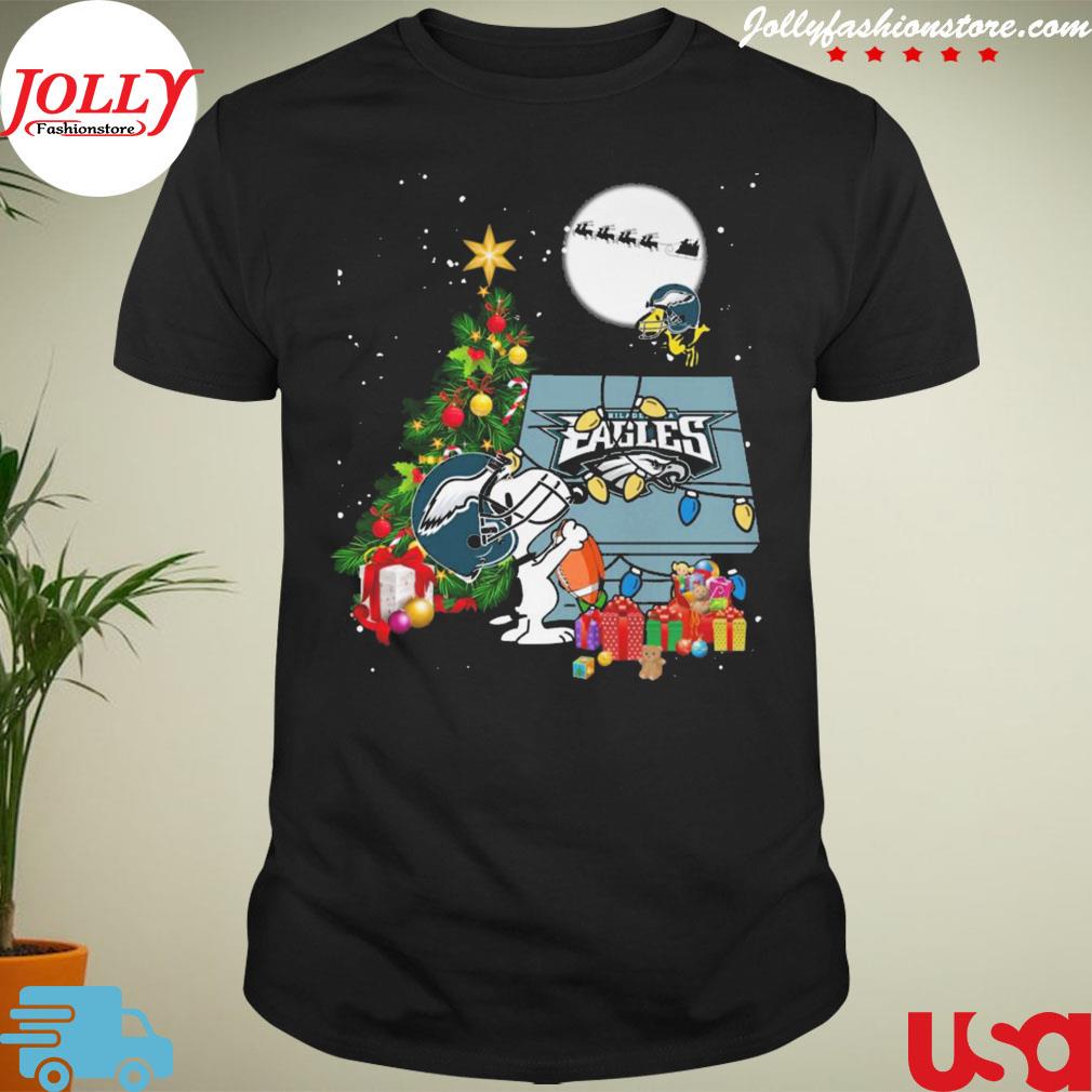 Snoopy and Woodstock philadelphia eagles Christmas tree lights shirt