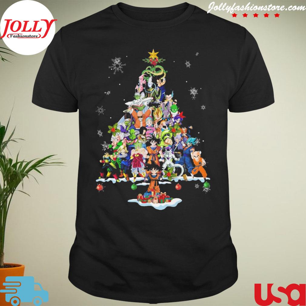 Songoku dragon Christmas tree lights merry Christmas T-shirt