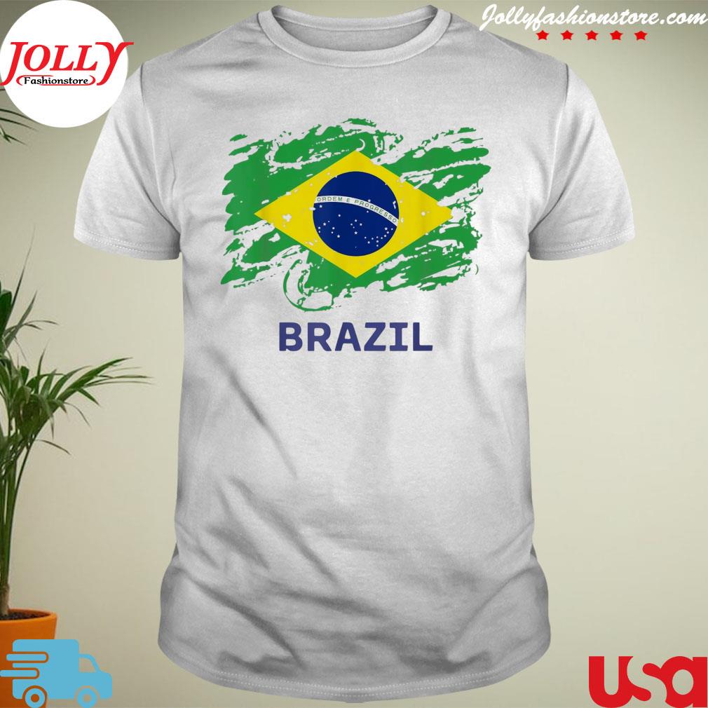 Team Brazil fans soccer Football brazilian green flag T-shirt