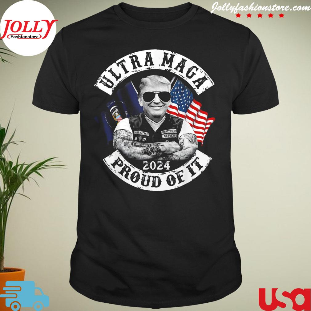 Ultra maga proud of it swag Trump 2024 America eagle flag T-shirt