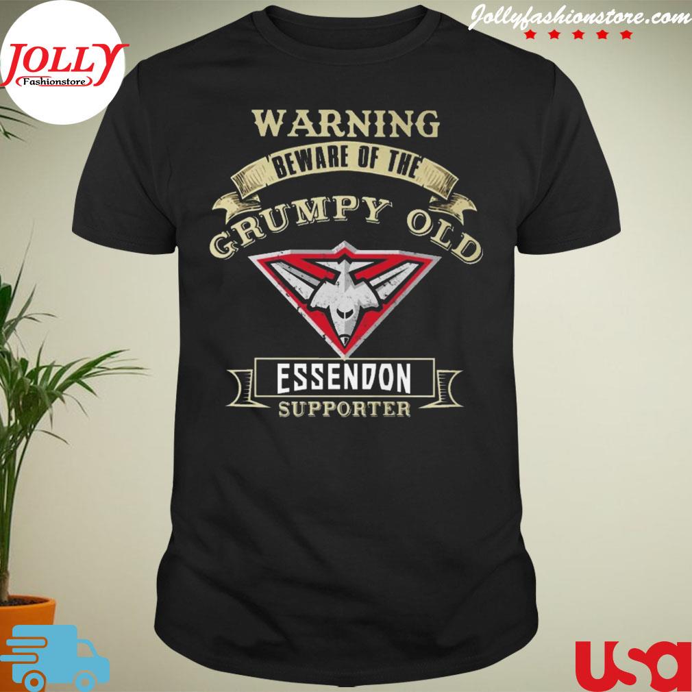 Warning beware of the grumpy old essendon supporter logo T-shirt
