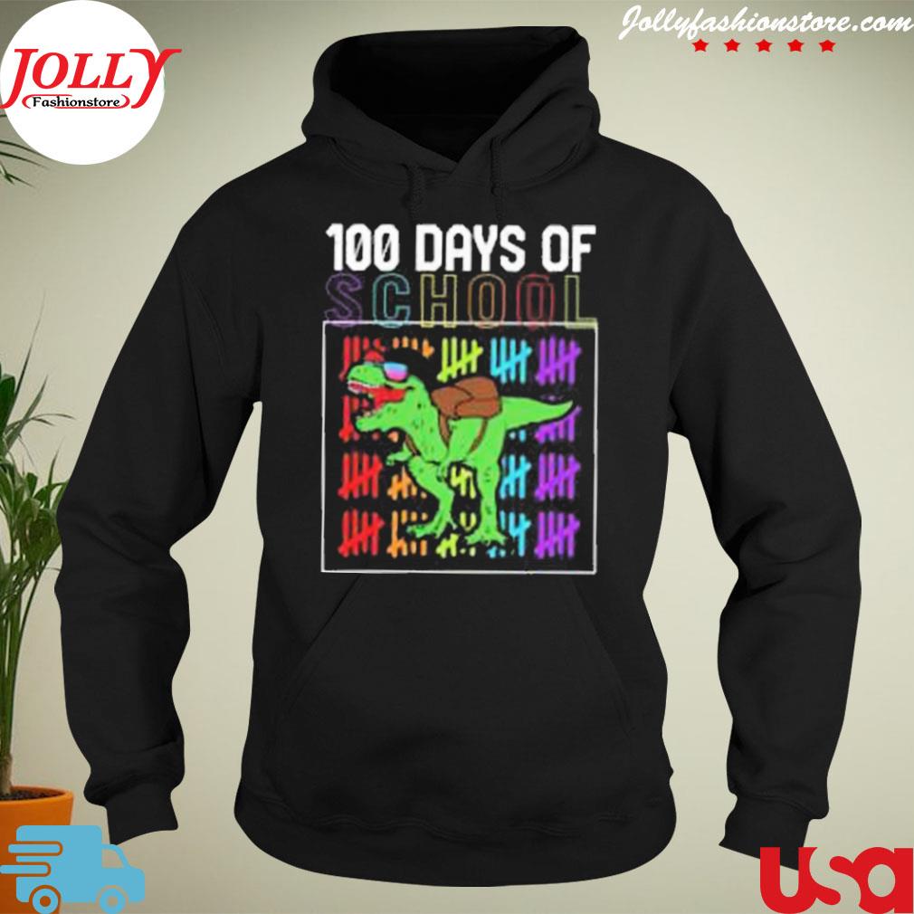 100 days of school dinosaurs 2023 new design s hoodie-black