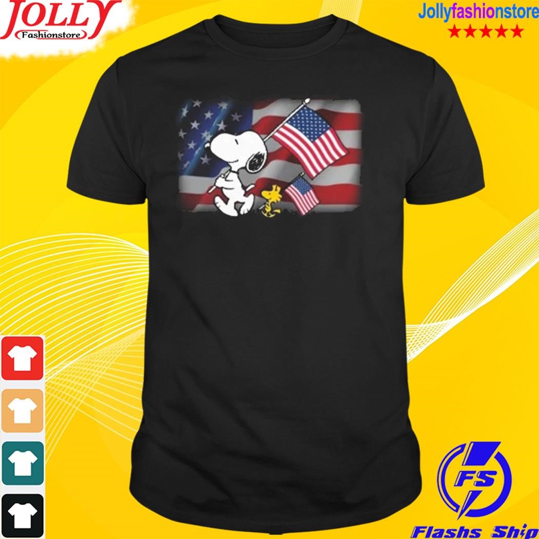 Snoopy and Woodstock American flag shirt