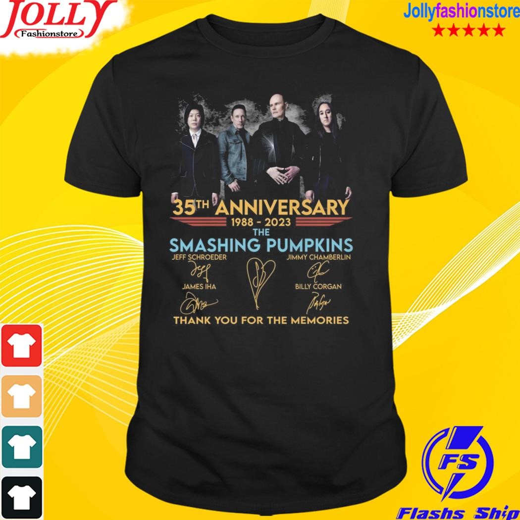 35th anniversary 1988 2023 the smashing pumpkins thank you for the memories signatures shirt