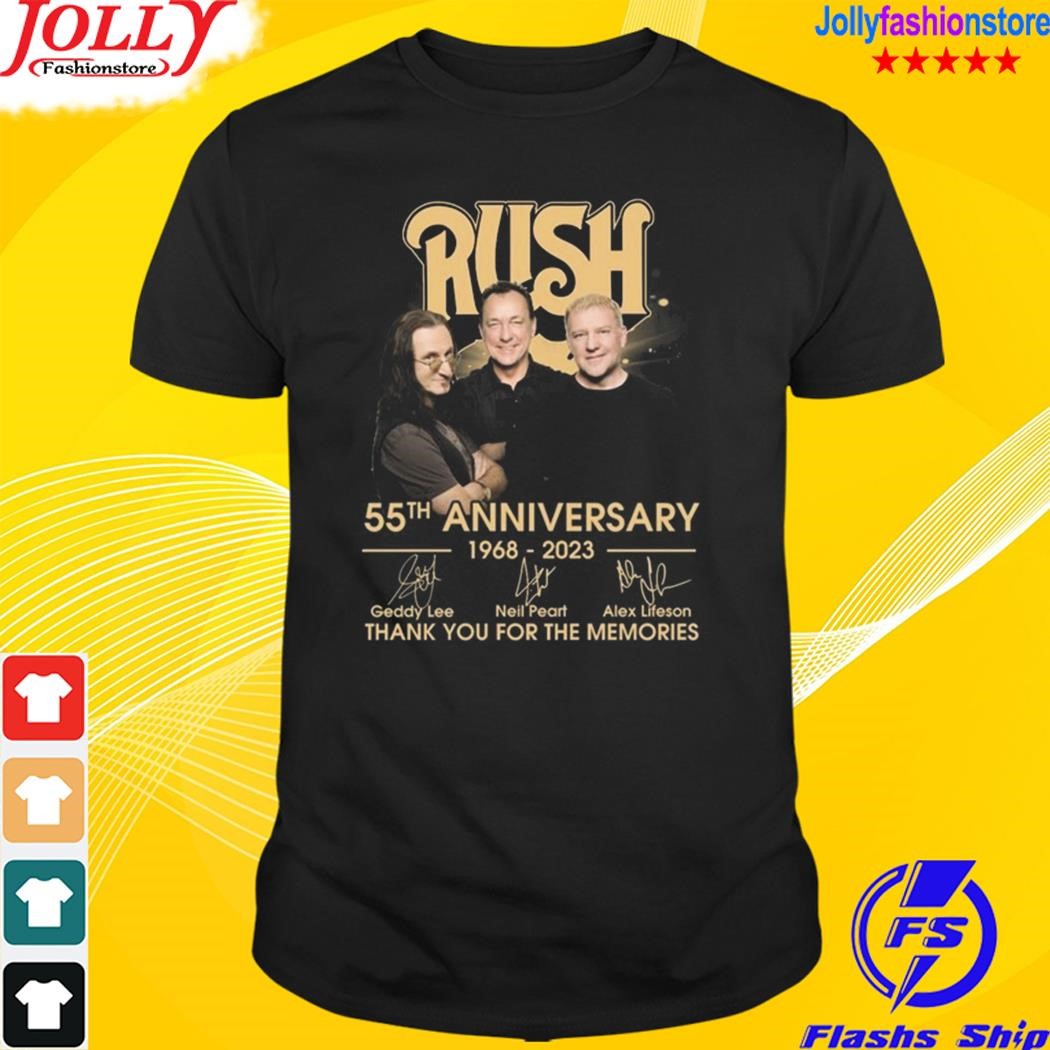 Rush 55th anniversary 1968 2023 thank you for the memories signatures shirt