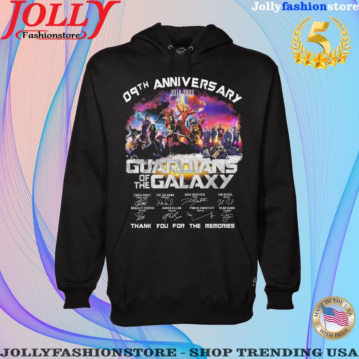 09th anniversary 2014 2023 guardians of the galaxy thank you for the memories signatures shirt Hoodie shirt.png