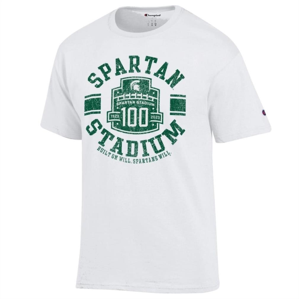 Champion White Michigan State Spartans Spartan Stadium 100th Anniversary T-Shirt