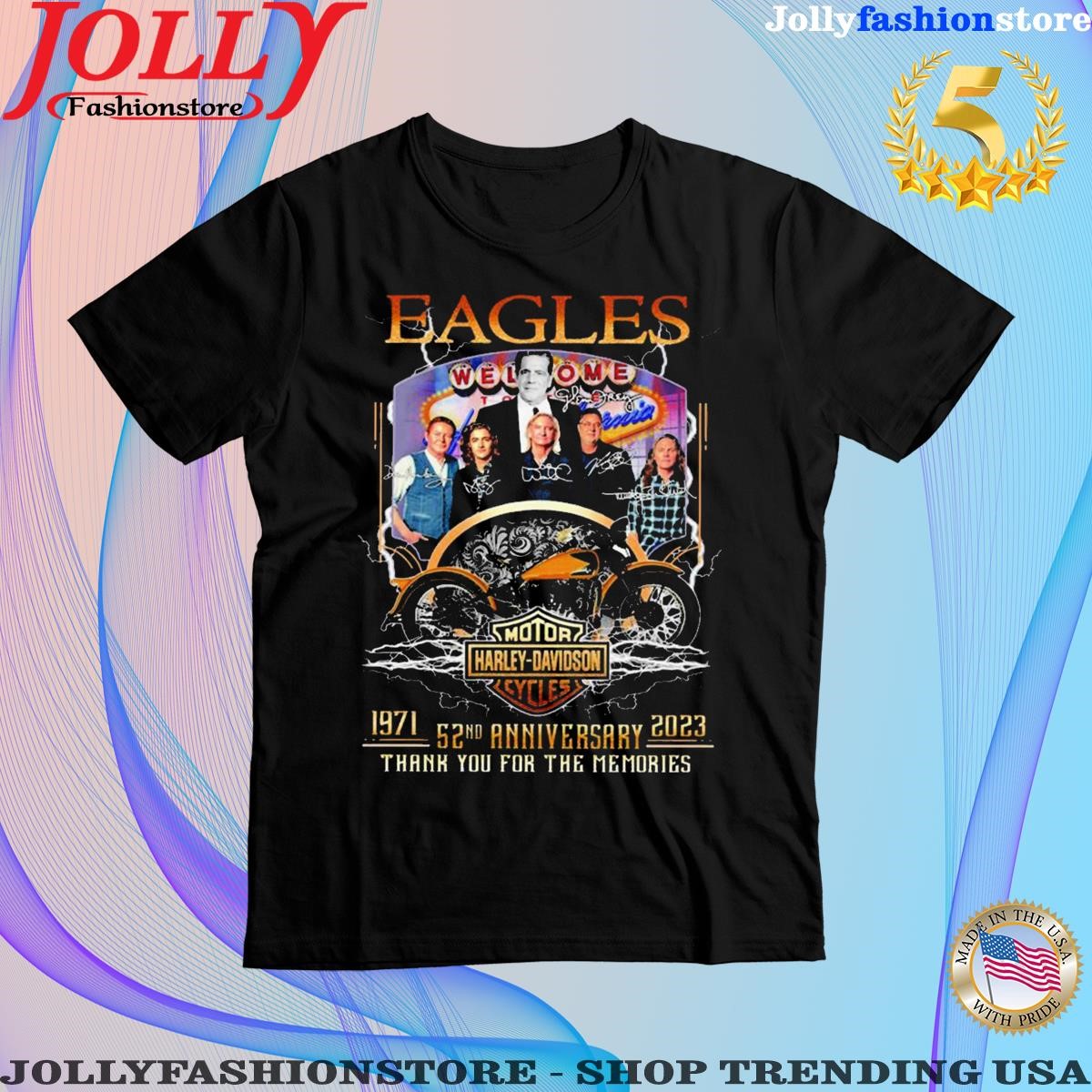 Eagles motor harley davidson cycles 52nd anniversary 1971 2023 thank you for the memories signatures shirt