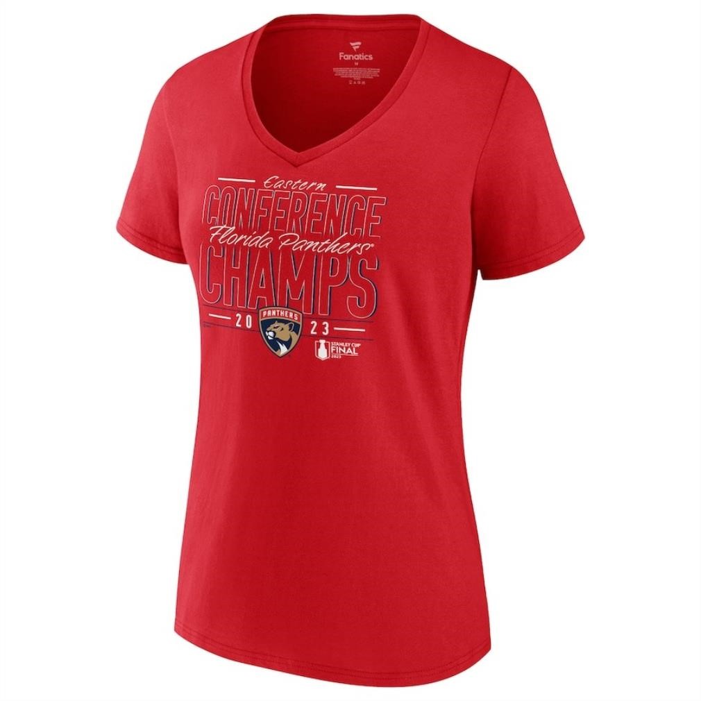 Florida Panthers Fanatics Branded Women's 2023 Eastern Conference Champions Goal Tender V-Neck T-Shirt