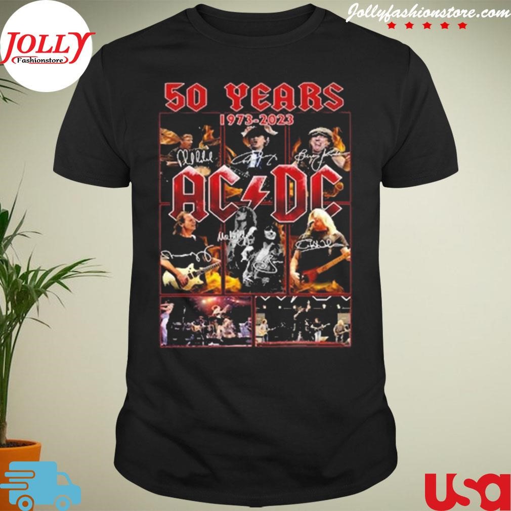 New trending 50 years 1973 2023 ac DC signatures Shirt
