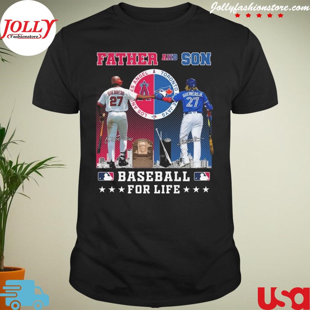 New trending father and son baseball for life city signatures Shirt