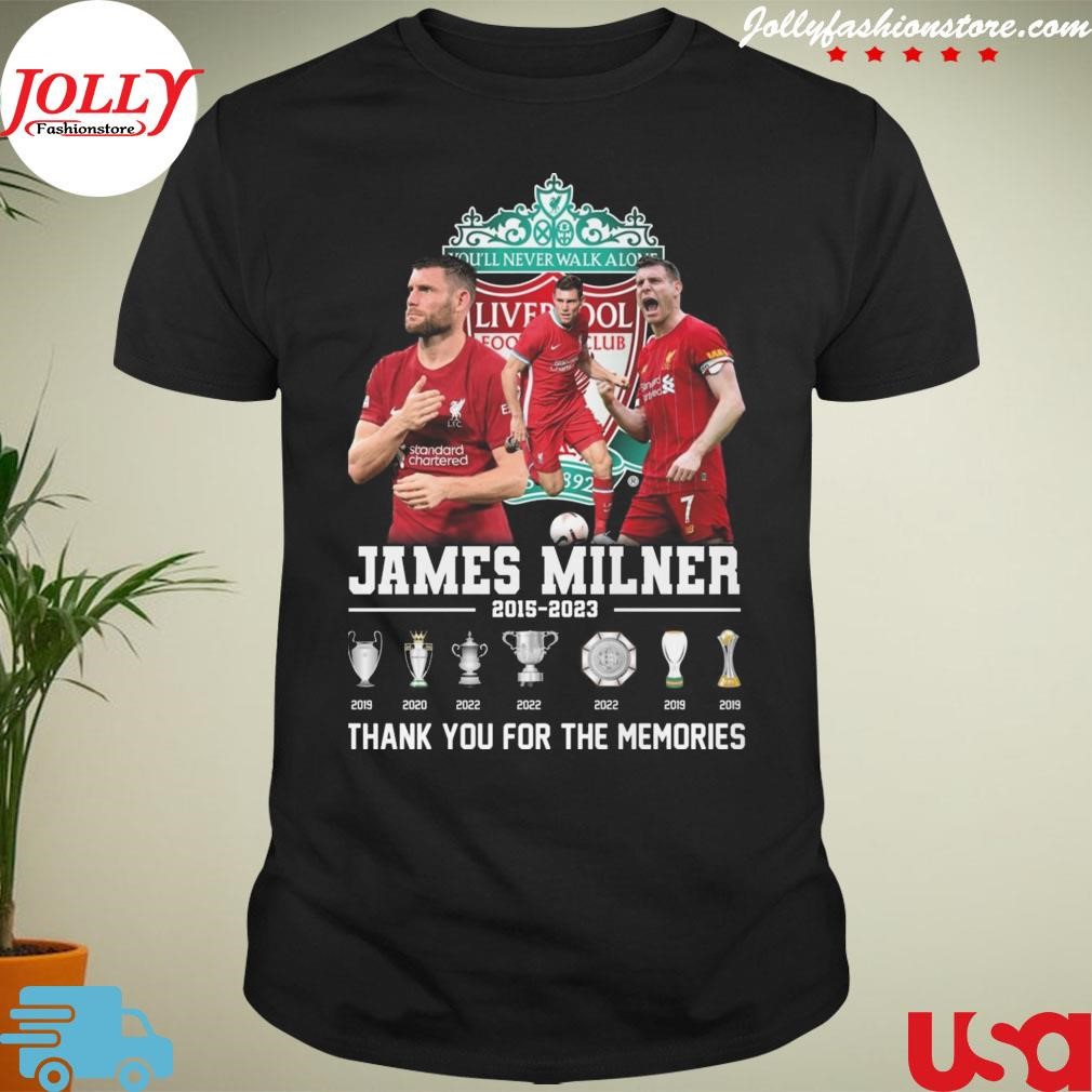 New trending liverpool Football club james milner 2015 2023 thank you for the memories signatures Shirt