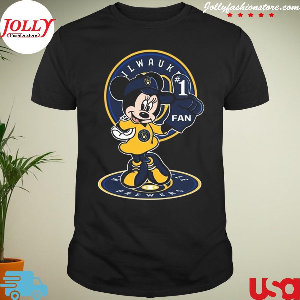 New trending mickey mouse milwaukee brewers fan 1 baseball Shirt