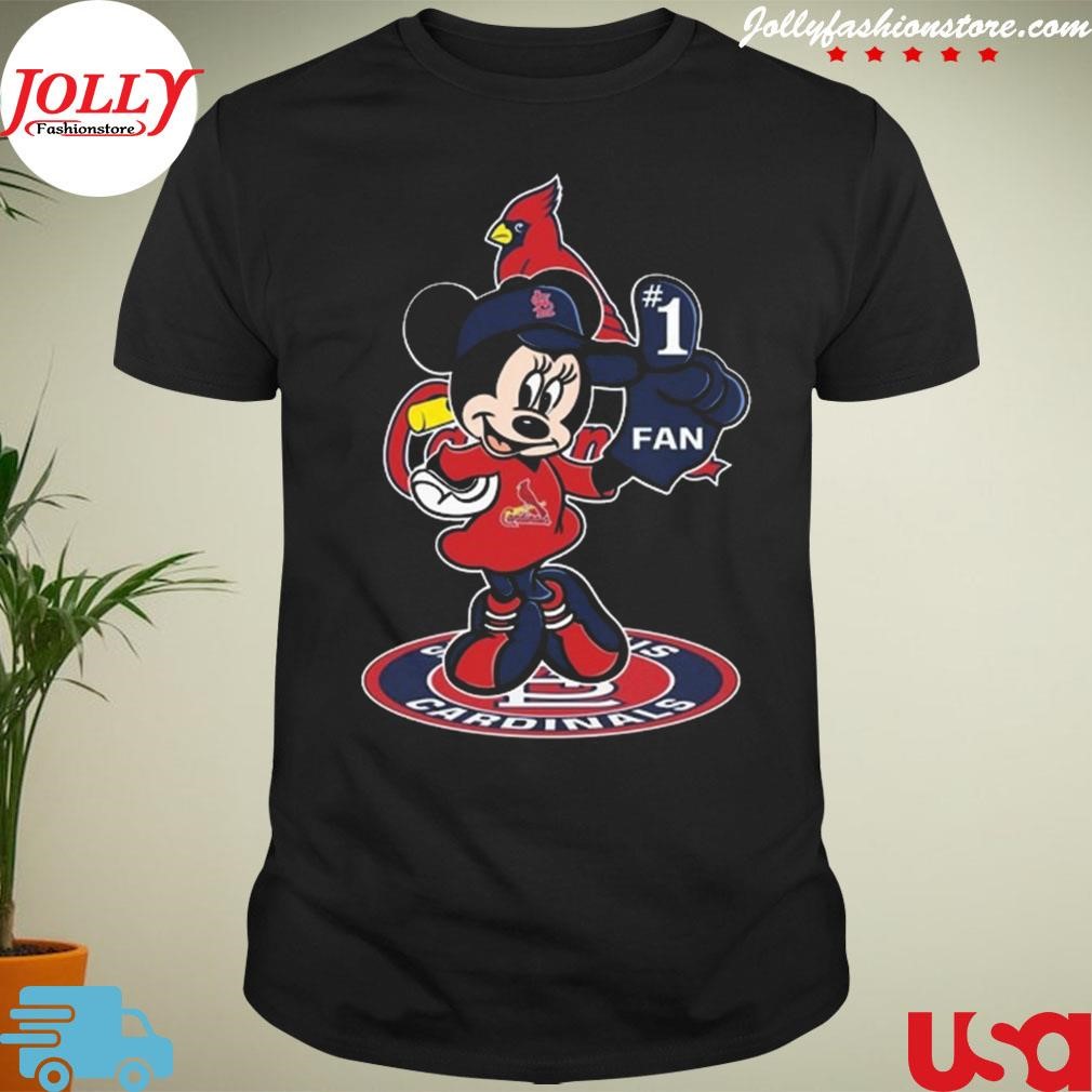 New trending mickey mouse st. louis cardinals fan 1 baseball Shirt