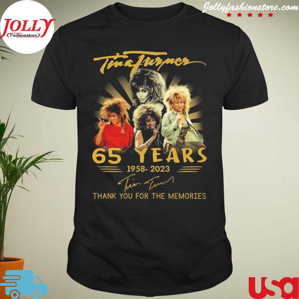 New trending tina turner 65 years 1958 2023 thank you for the memories signatures Shirt