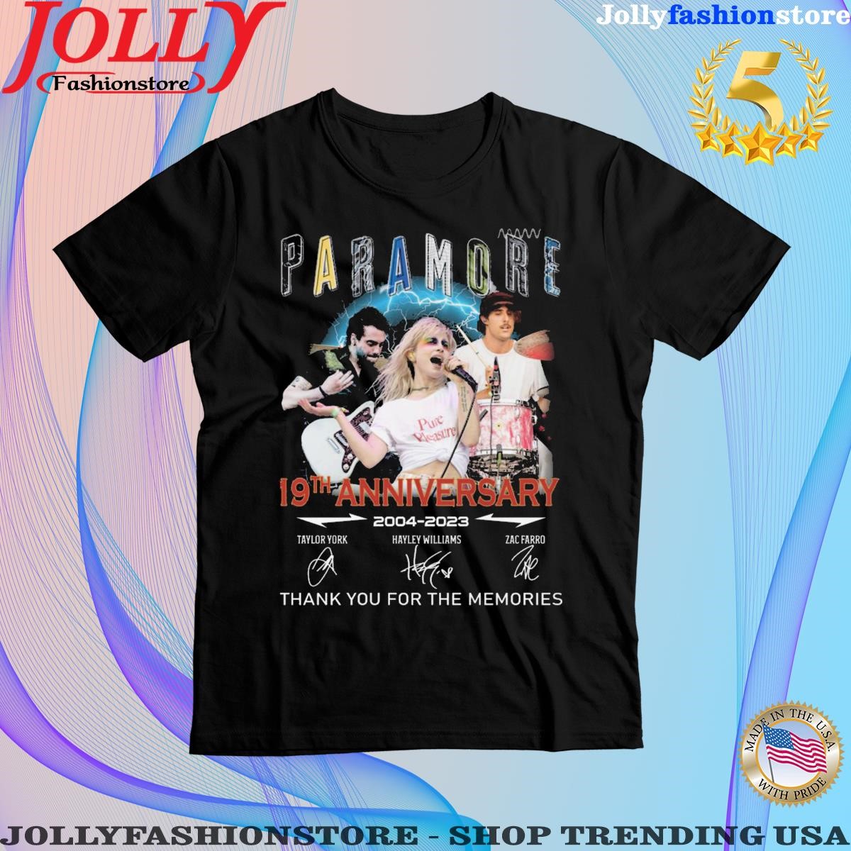 Official paramore 19th Anniversary 2004-2023 Memories T Shirt