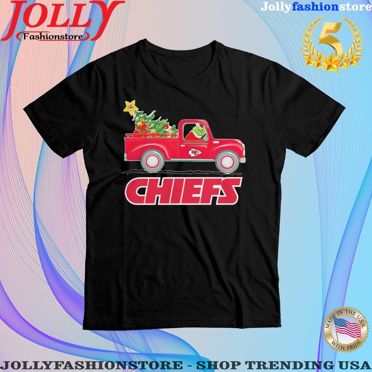 NFL Kansas City Chiefs Santa Grinch Driving Truck Christmas Shirt