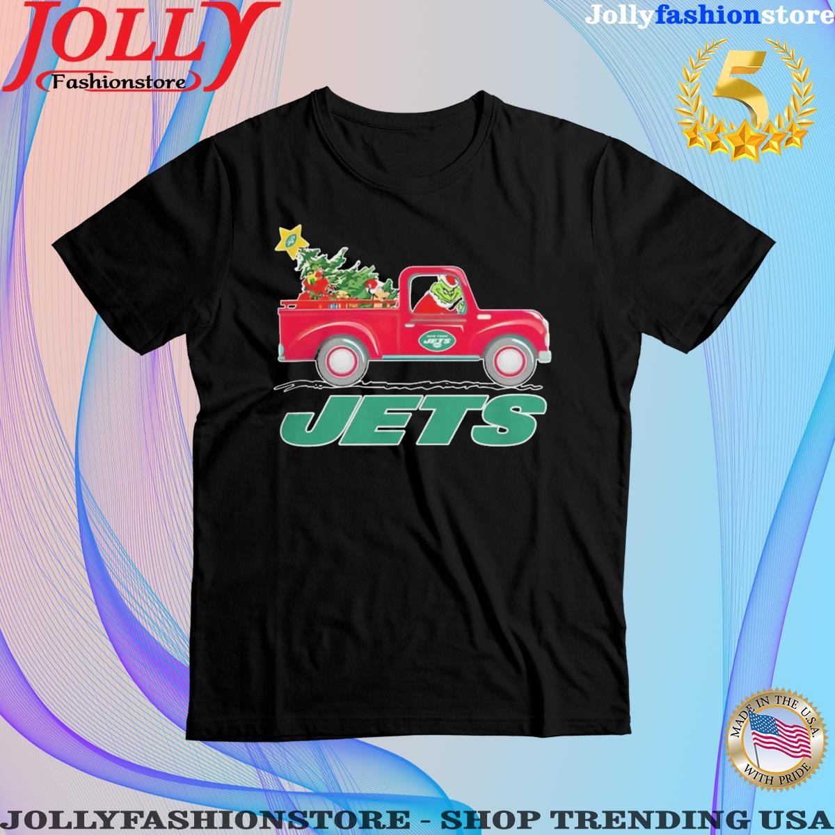 NFL New York Jets Santa Grinch Driving Truck Christmas Shirt